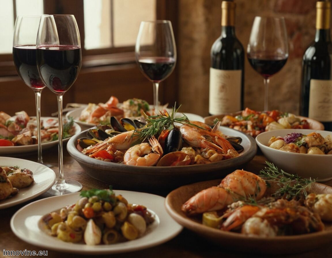 Was zeichnet das Gericht aus: Kombination aus Meeresfrüchten, Fleisch, Gemüse   - Welcher Wein zu Tapas  