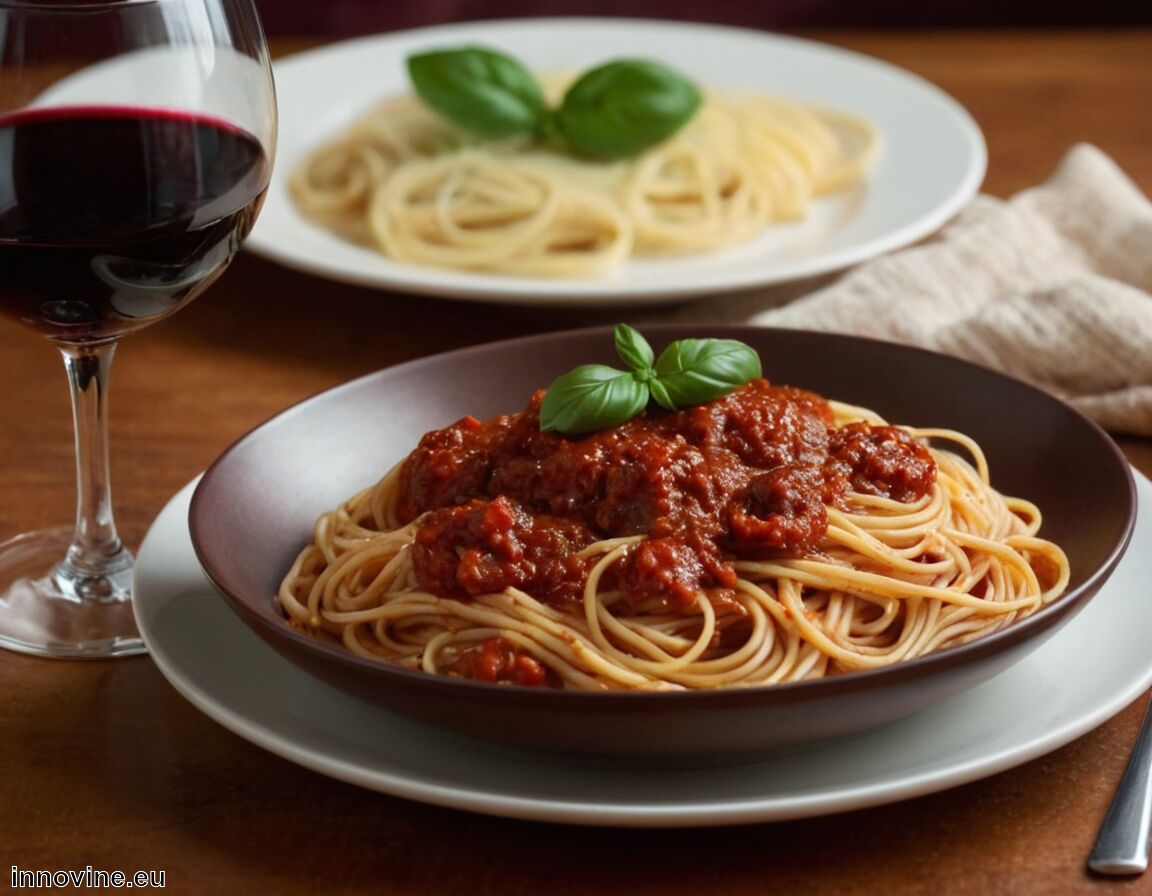 Was zeichnet das Gericht aus: Nudeln mit Tomatensauce, würzig-aromatisch   - Welcher Wein zu Nudeln  